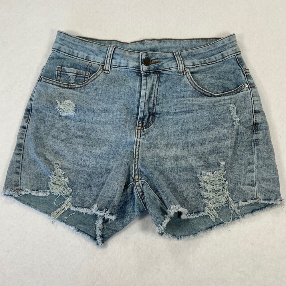 Unbranded Distressed Light Wash‎ Denim Cutoff Shorts Womens Medium Stretchy